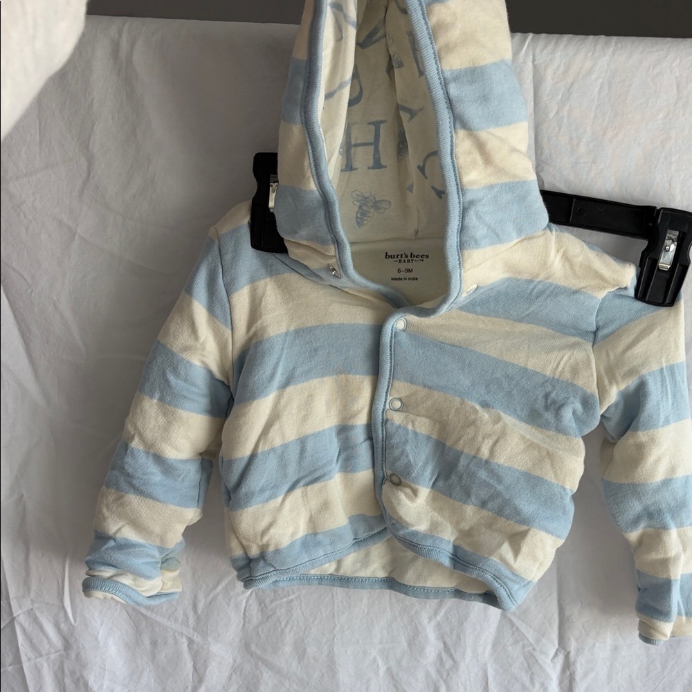 Burt's Bees A-Bee-C Organic Cotton Reversible Striped Baby Hoodie